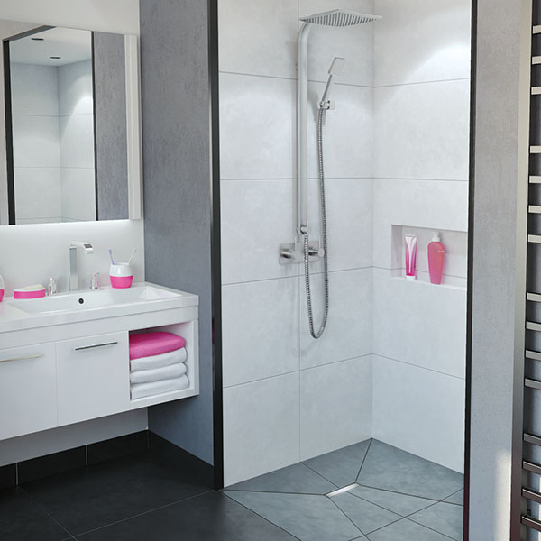 So low Caniveau de douche à l'italienne avec guidepentes intégrés