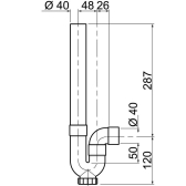 Siphon simple crosse, sortie horizontale pour machine à laver