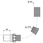 Raccord annelé 1"1/4 - Ø40 mm