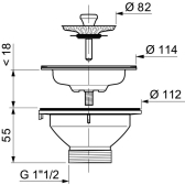 Bonde à panier pour évier 1 bac Ø90 mm (grès, synthèse, inox) sans trop-plein