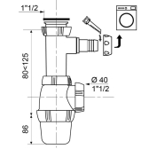 Siphon d'évier réglable avec prise machine à laver
