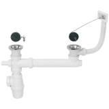 Vidage pour évier 2 bacs Ø50 mm (inox) avec trop-plein