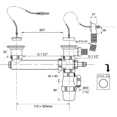 Vidage pour évier 2 bacs Ø50 mm (inox) avec trop-plein