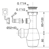 TOUT EN UN, siphon universel pour évier avec prise machine à laver