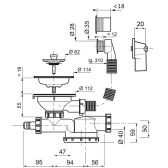 Vidage pour évier 1 bac Ø90 mm (grès, synthèse, inox) extraplat