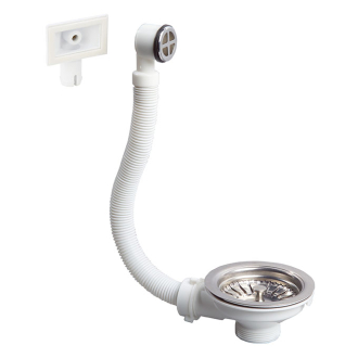 Bonde à panier pour évier 1 bac Ø90 mm (grès, synthèse, inox) avec trop-plein
