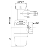 WIRQUIN NEO AIR, siphon NF d'évier avec prise machine à laver