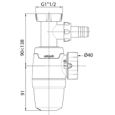 WIRQUIN NEO, siphon NF d'évier avec prise machine à laver