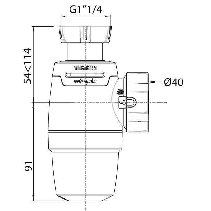 WIRQUIN NEO AIR, siphon NF déporté avec prise machine à laver et tubulure  pour évier 2 bacs - Wirquin