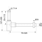 LINEIS, Siphon de lavabo design en laiton chromé