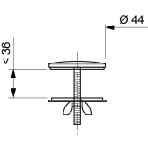 Cache-trou en inox chromé Ø43 mm, tige Ø4 mm