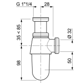 Siphon de lavabo en laiton chromé