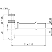 Siphon de lavabo en laiton chromé avec tube et rosace