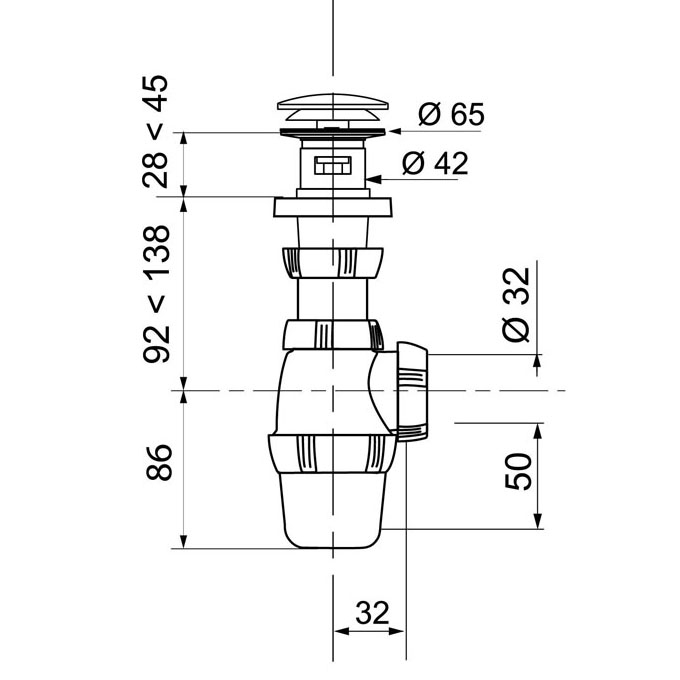 Bonde Quick-Clac avec trop-plein + siphon Wirquin