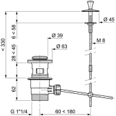 Bonde de lavabo avec tirette pour fermeture à tirette