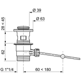 Bonde de lavabo sans tirette pour fermeture à tirette