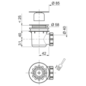 Bonde de douche pour receveur sortie horizontale