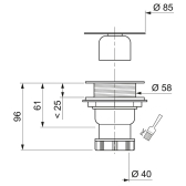 Bonde de douche pour receveur Ø60 mm sortie verticale