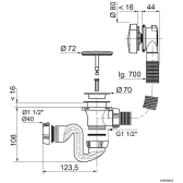 Vidage de baignoire à câble avec siphon, finition ABS