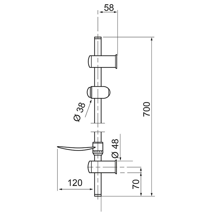 Barre de douche Ø2,5 cm Wirquin