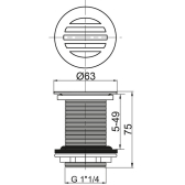 Bonde de lavabo à écoulement libre grille incurvée