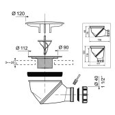 JAMES, bonde de douche pour receveur D90