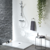 TOURBILLON, bonde de douche grille ABS chromé, sortie horizontale pour receveur Ø90 mm