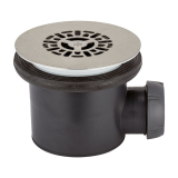 TOURBILLON, bonde de douche grille plate inox brossé, sortie horizontale pour receveur Ø90 mm