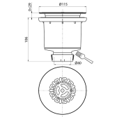 TOURBILLON, bonde de douche grille plate en inox brossé, sortie verticale pour receveur Ø90 mm