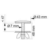 Cache-trou en laiton chromé Ø43 mm, tige Ø7 mm