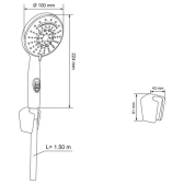 CINDY, combiné 4 jets chromé
