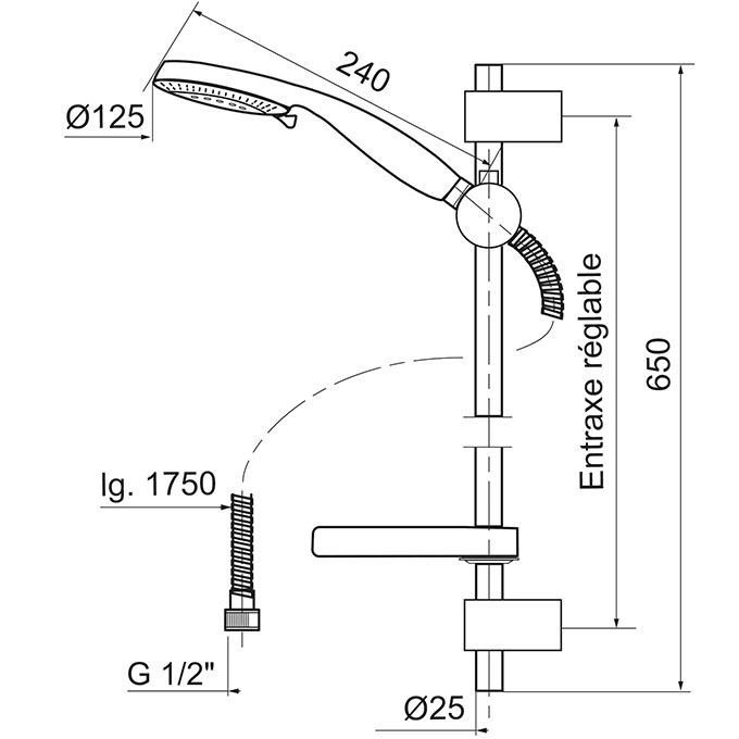 KALEO, kit de douche 4 jets chromé Wirquin