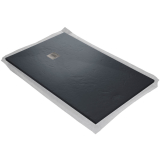 Receveur Lund'o en résine effet gris ardoise avec grille carrée