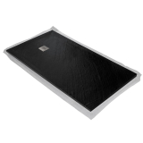 Receveur Lund'o en pierre naturelle ardoise noire avec grille carrée