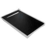 Receveur Lund'o en pierre naturelle ardoise noire avec grille caniveau