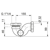 Siphon "S" laiton nickelé mat