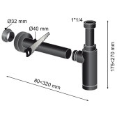 TEOS, siphon de lavabo court Black Touch