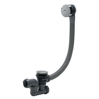 Vidage de baignoire à câble avec siphon orientable, finition métal