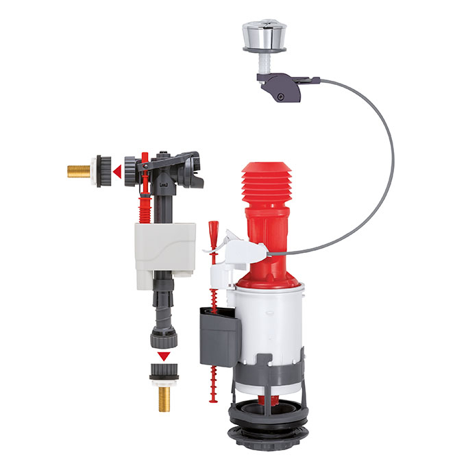 Chasse d'eau double chasse à câble et robinet flotteur servo-valve - Wirquin