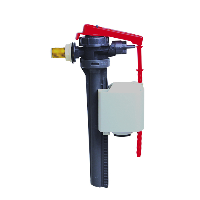 Wirquin 10724156 Chasse d'eau wc complète mécanisme wc double chasse Tronic  & robinet flotteur à alimentation latérale Jollyfill, gris et rouge