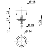 Bouton simple poussoir pour mécanisme de wc