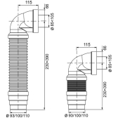 Pipe wc coudée extensible