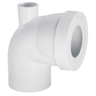 Pipe WC courte coudée mâle avec piquage femelle