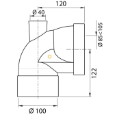 Pipe WC courte coudée femelle avec piquage