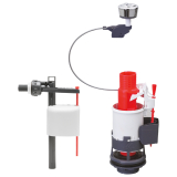 mécanisme de wc double chasse à commande à câble + robinet flotteur latéral à piston