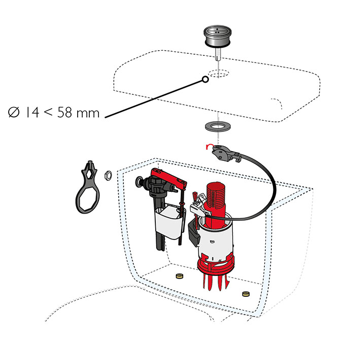 Remplacement mécanisme Geberit de chasse d'eau à double poussoir