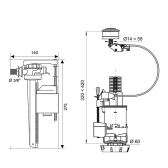 Chasse d'eau double chasse EASY à câble et robinet flotteur servo-valve JOLLYFILL