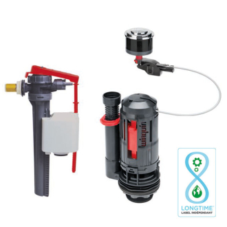 Mécanisme double chasse FLEXIFLOW, labellisé Longtime® avec robinet flotteur JOLLYFILL alimentation latérale