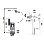 Mécanisme double chasse FLEXIFLOW, labellisé Longtime® avec robinet flotteur JOLLYFILL alimentation latérale