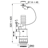 MW2 + JOLLYFILL, mécanisme de wc double chasse à câble + robinet flotteur servo-valve latéral